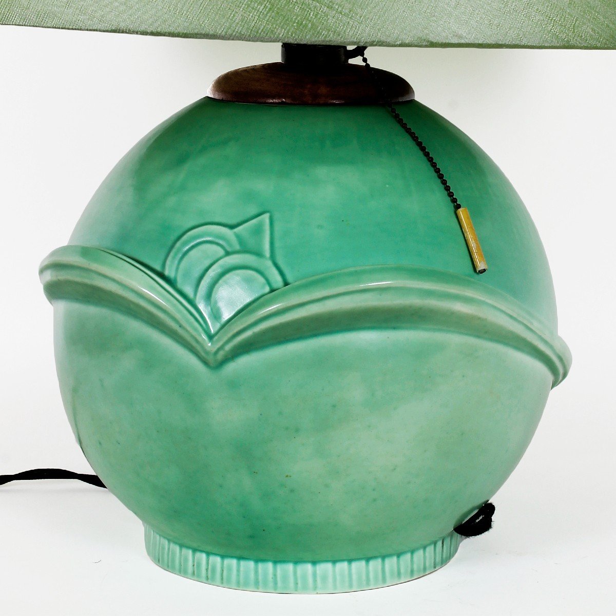 Art Deco Table Lamp In Celadon Green Ceramic - Czechoslovakia 1930-photo-1