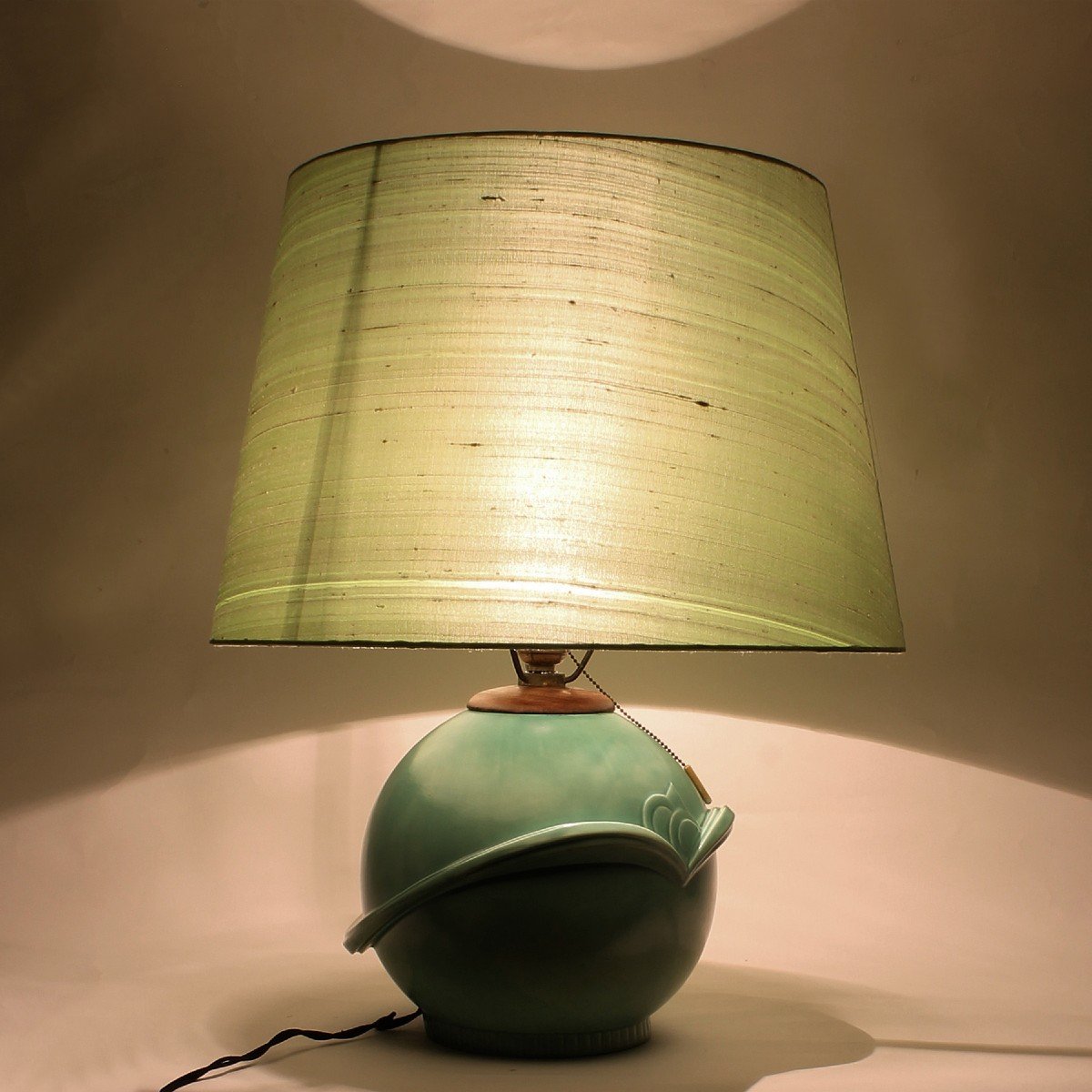 Art Deco Table Lamp In Celadon Green Ceramic - Czechoslovakia 1930-photo-3
