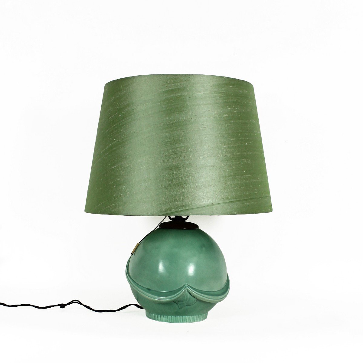 Art Deco Table Lamp In Celadon Green Ceramic - Czechoslovakia 1930