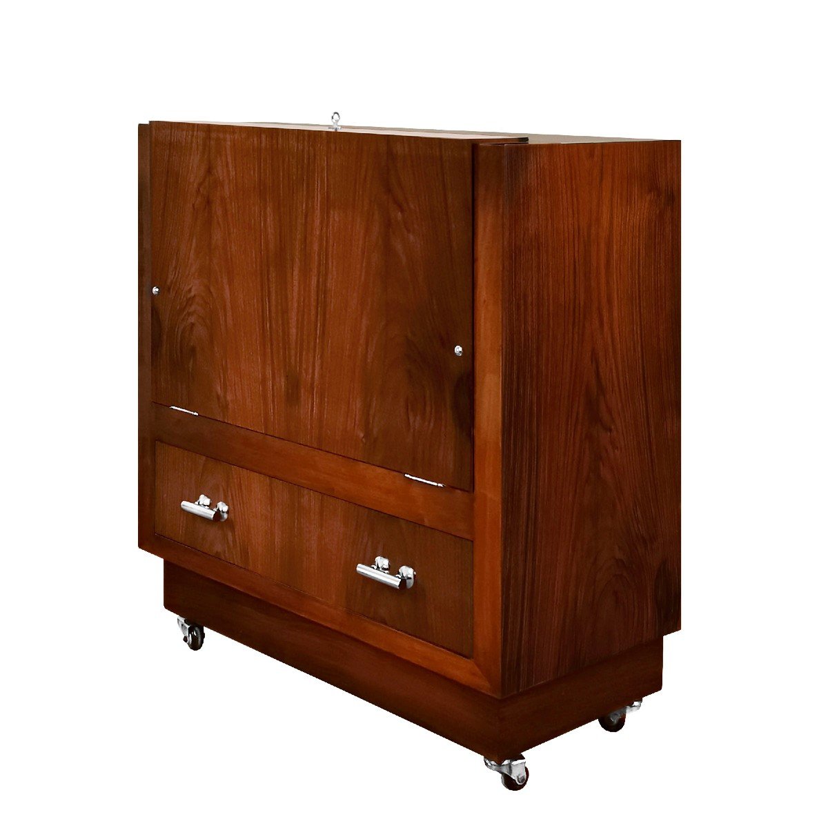 Art Deco Cubist Bar Cabinet In Solid Wood - Barcelona 1930-photo-2