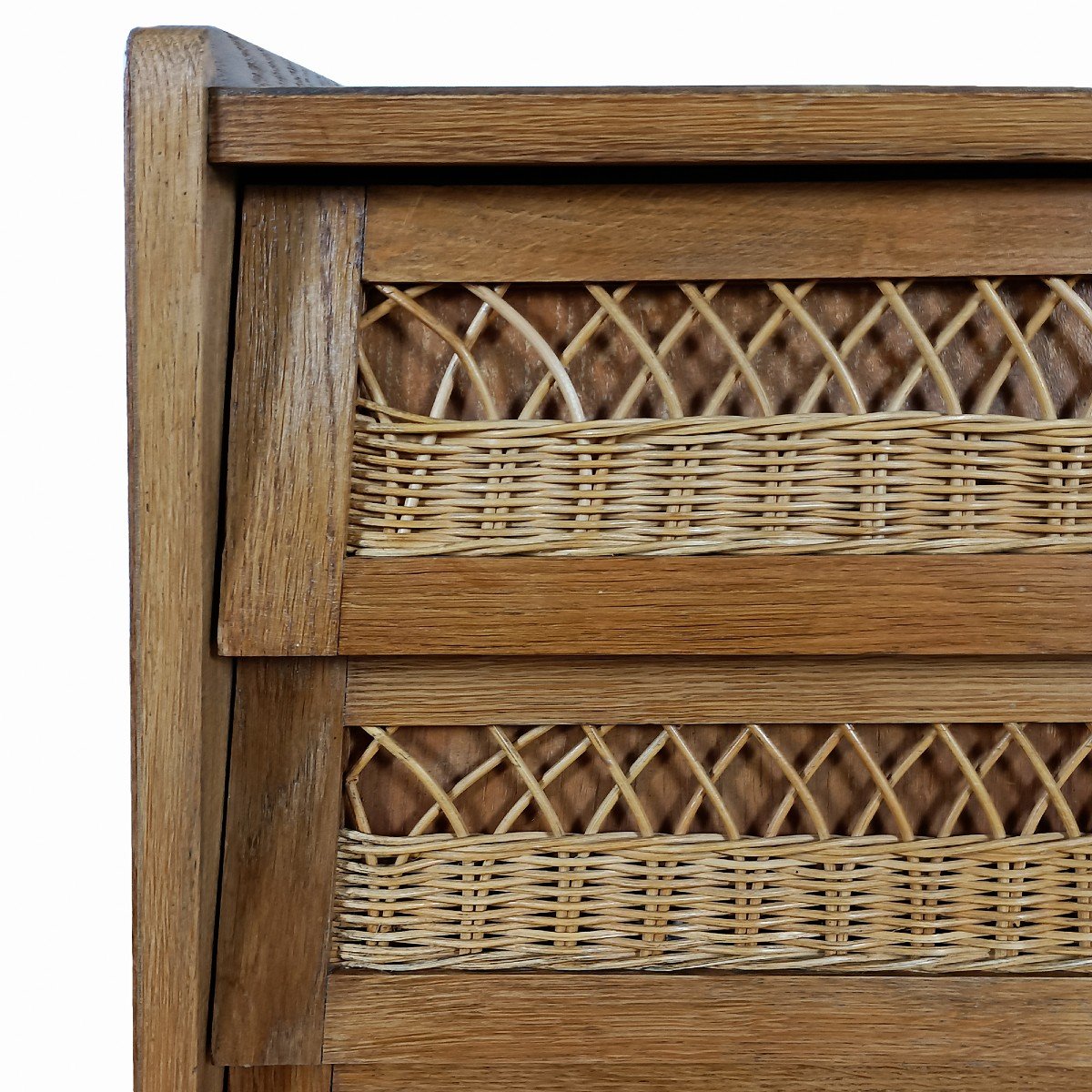 Chest Of Drawers In Oak And Wicker - France 1950-photo-3