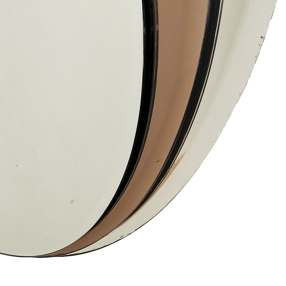 Miroir Rond Composé De Trois Glaces Biseautées Superposées - Italie 1960-photo-3