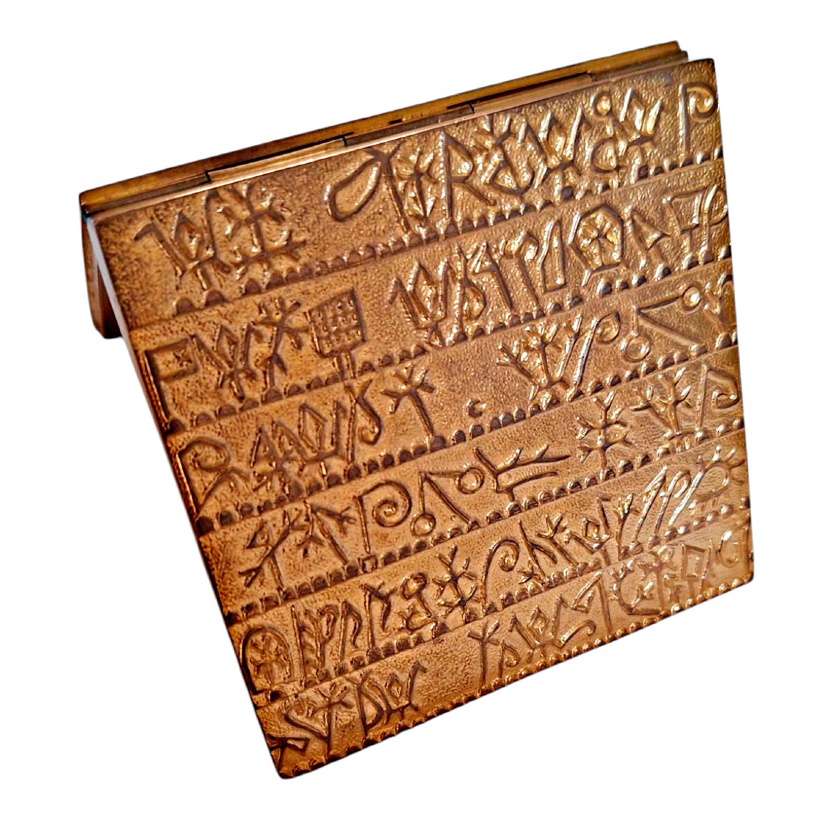 Boîte en bronze doré de Line Vautrin "L'alphabet arménien" - 1940-photo-2