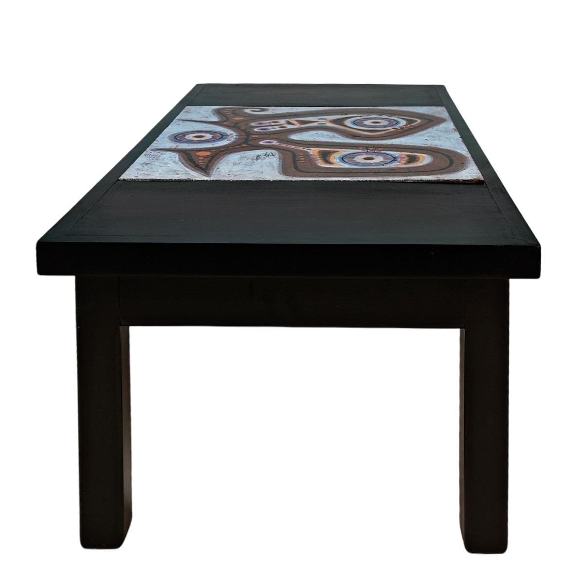 Coffee Table With Ceramic By Poussine – France 1970-photo-3