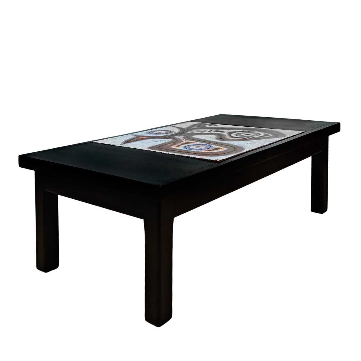 Coffee Table With Ceramic By Poussine – France 1970-photo-4