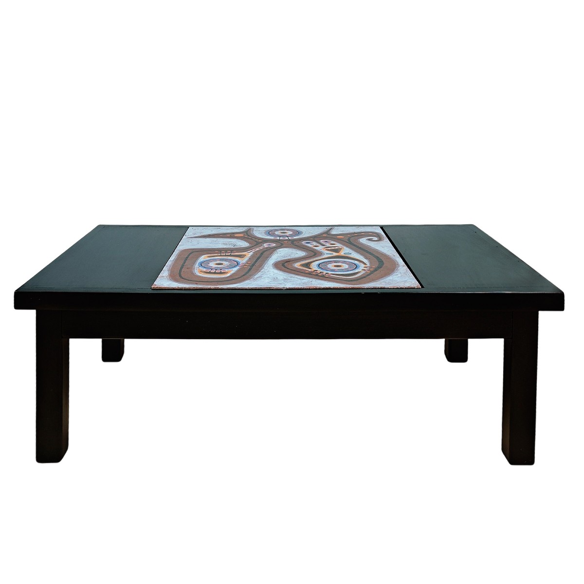Coffee Table With Ceramic By Poussine – France 1970-photo-1