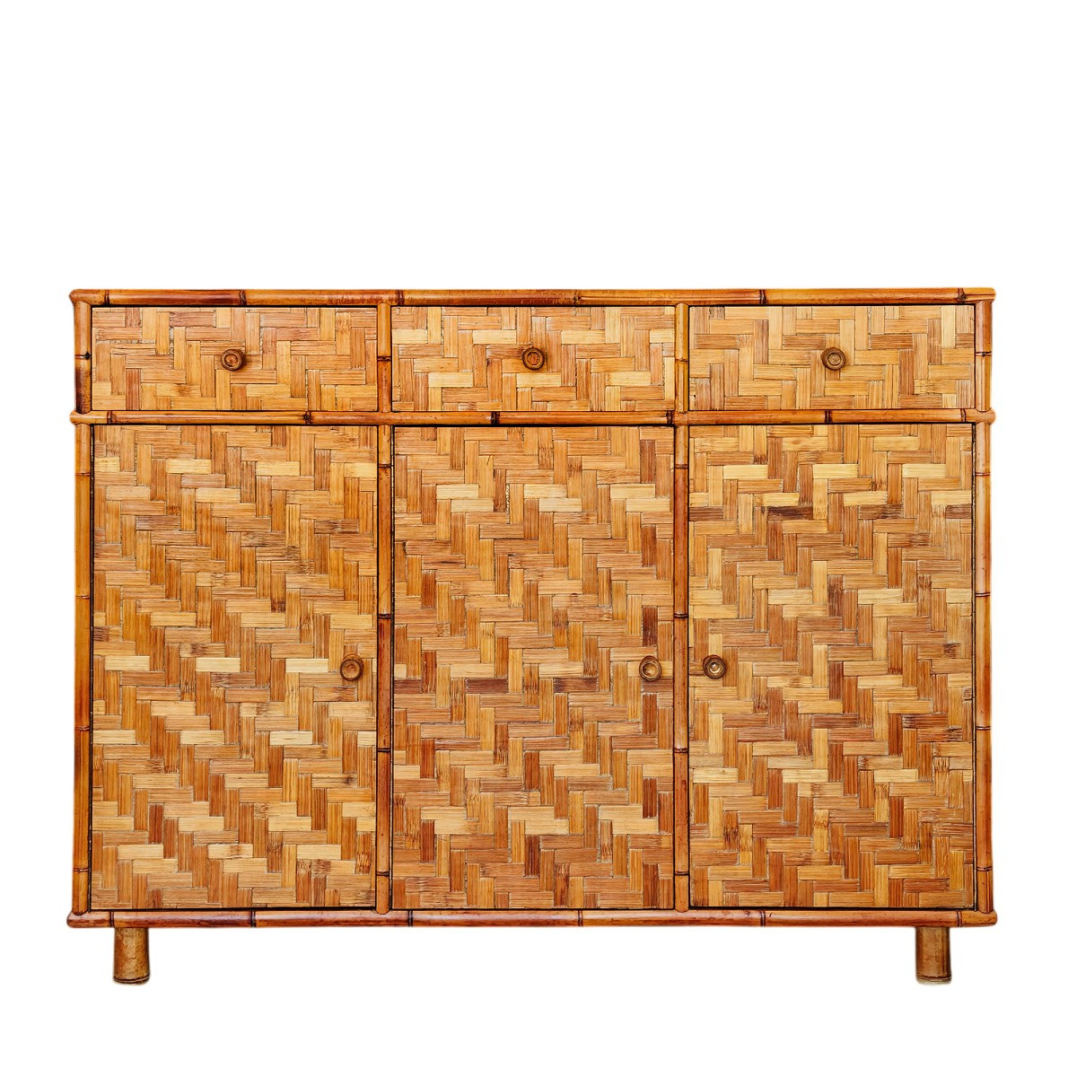 Petit buffet avec marqueterie de bambou – Italie 1970