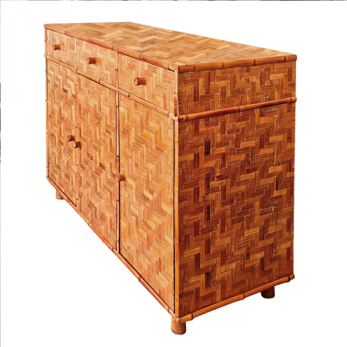 Sideboard With Bamboo Marquetry - Italy 1970-photo-2