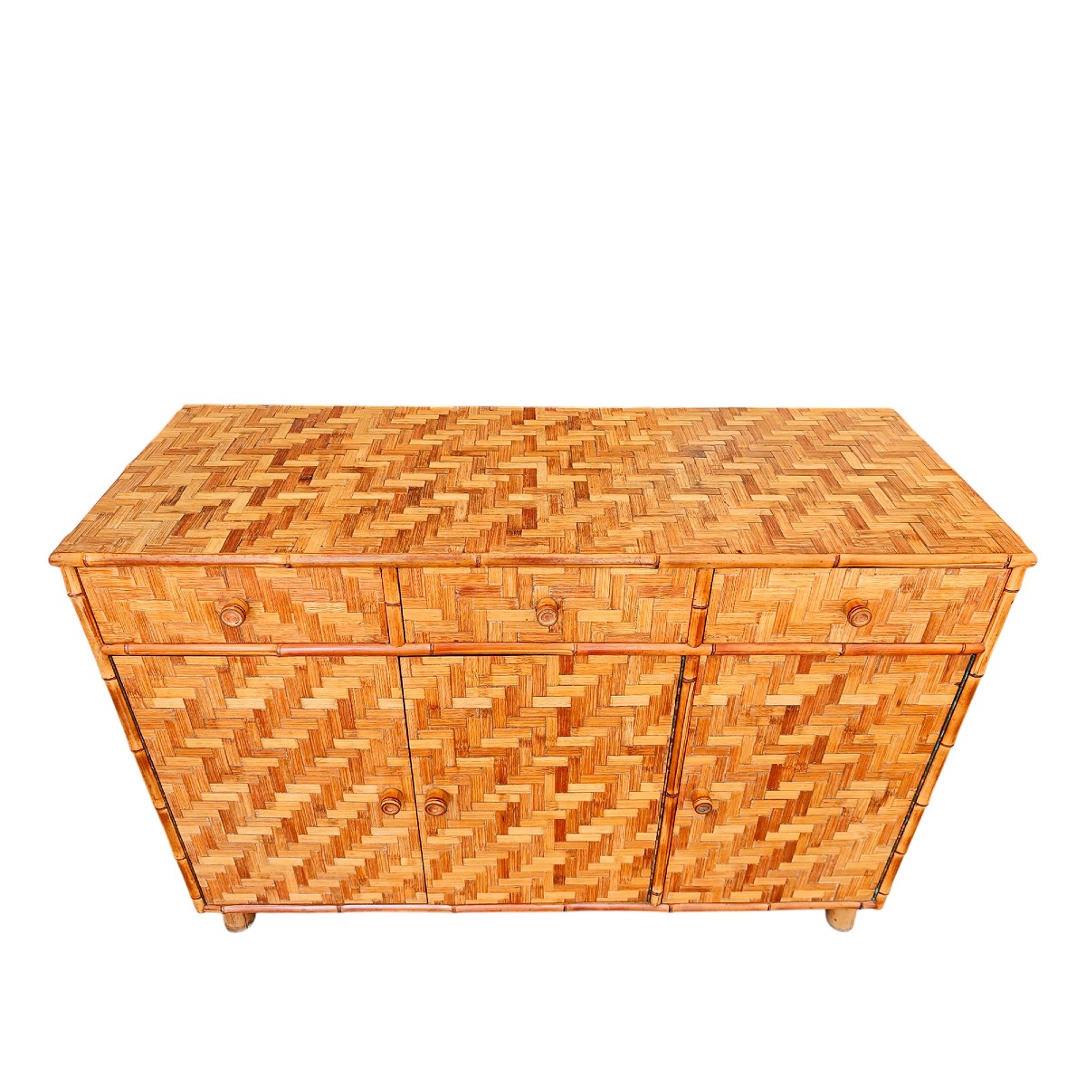 Sideboard With Bamboo Marquetry - Italy 1970-photo-4
