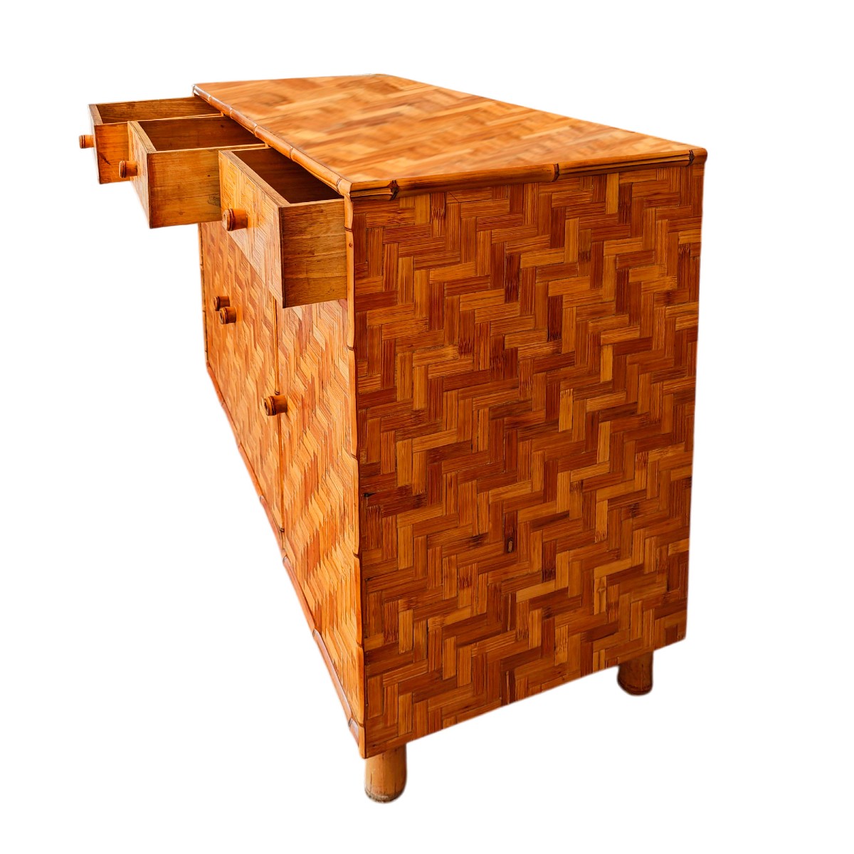 Sideboard With Bamboo Marquetry - Italy 1970-photo-2