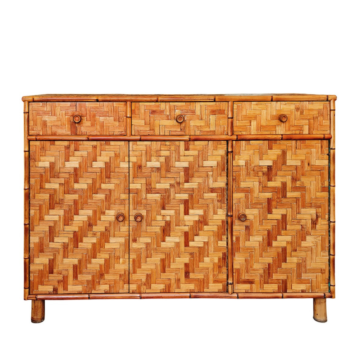 Sideboard With Bamboo Marquetry - Italy 1970