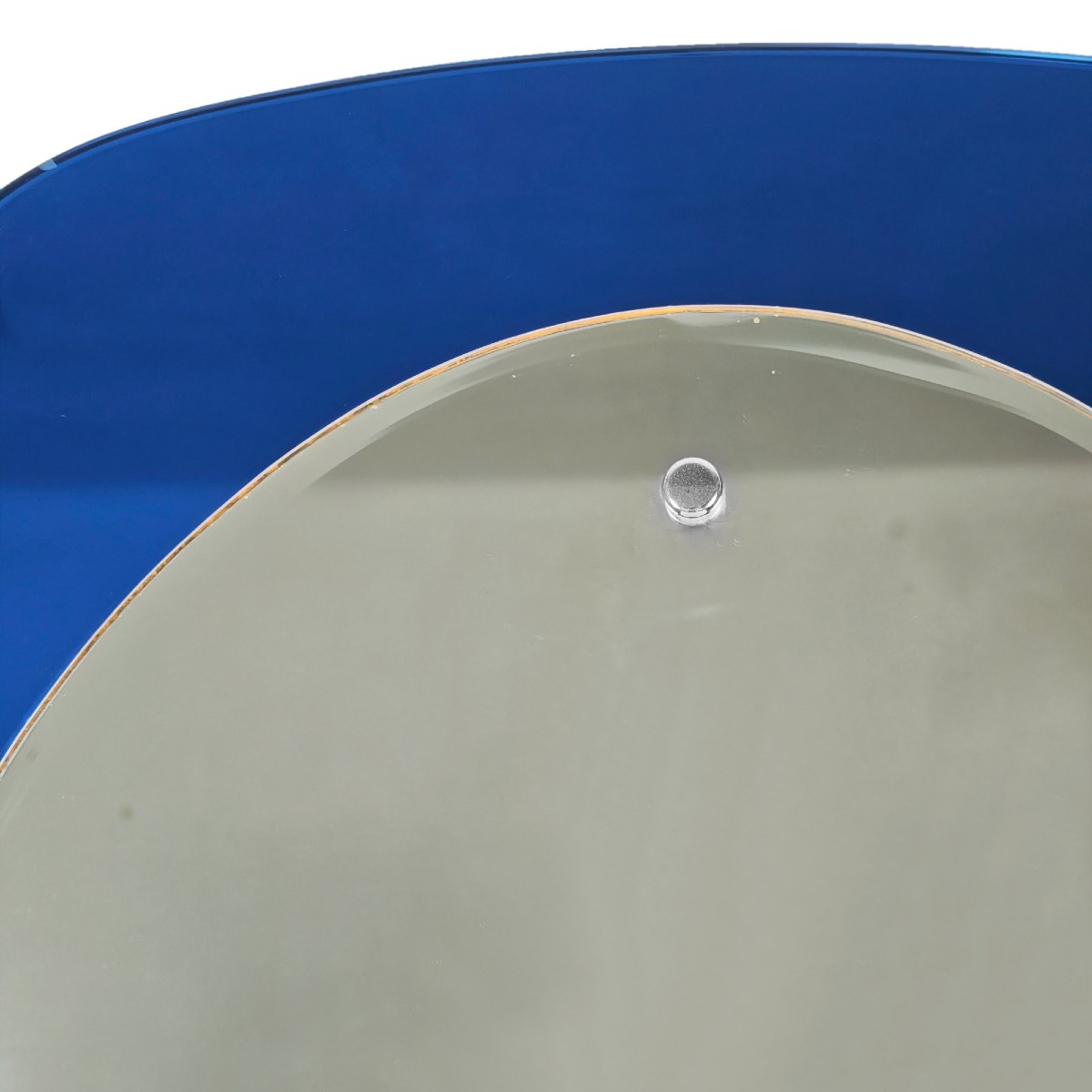 Blue Oval Bevelled Mirror - Italy 1950-photo-3