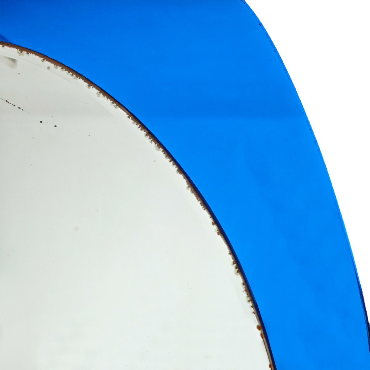 Blue Oval Bevelled Mirror - Italy 1950-photo-1