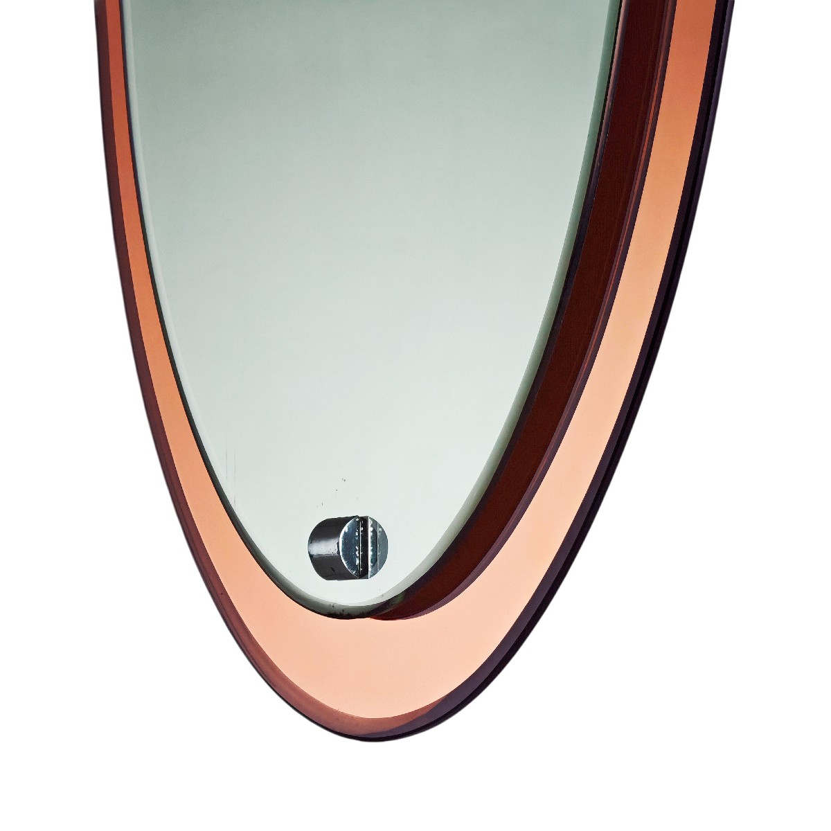 Oval Bevelled Pink Mirror - Italy 1950-photo-4
