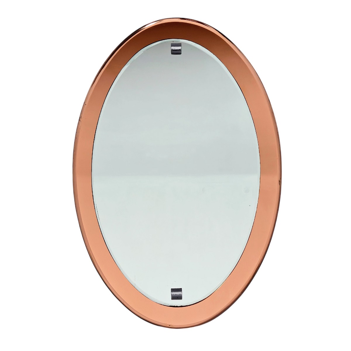 Oval Bevelled Pink Mirror - Italy 1950