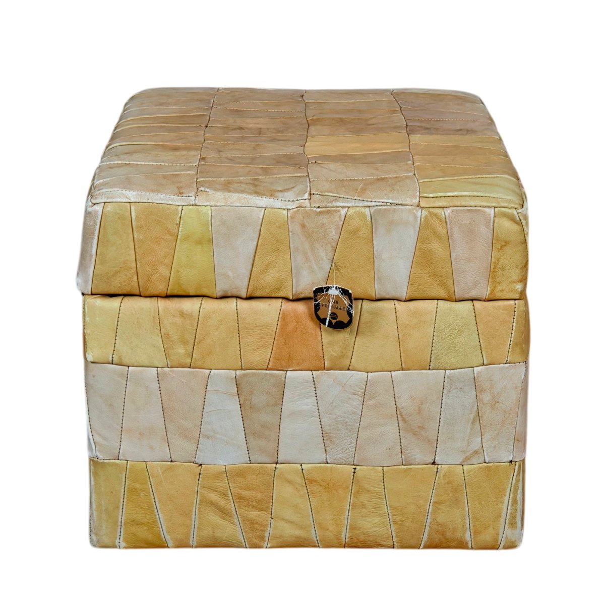 Patchwork Leather Storage Ottoman – France, 1970-photo-2