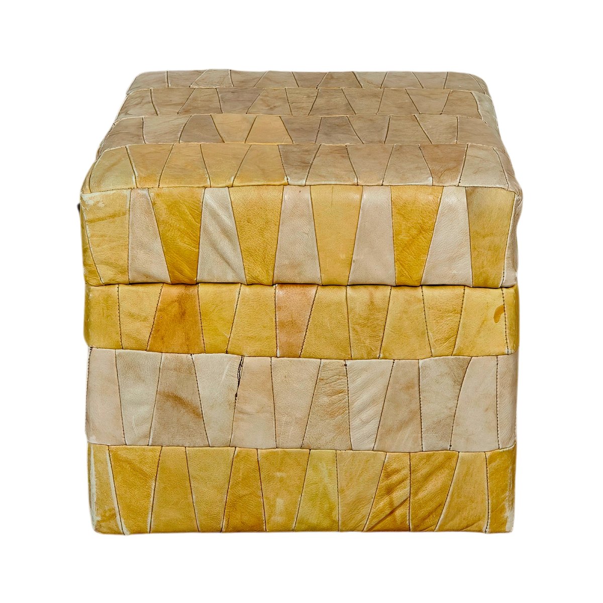 Patchwork Leather Storage Ottoman – France, 1970-photo-1