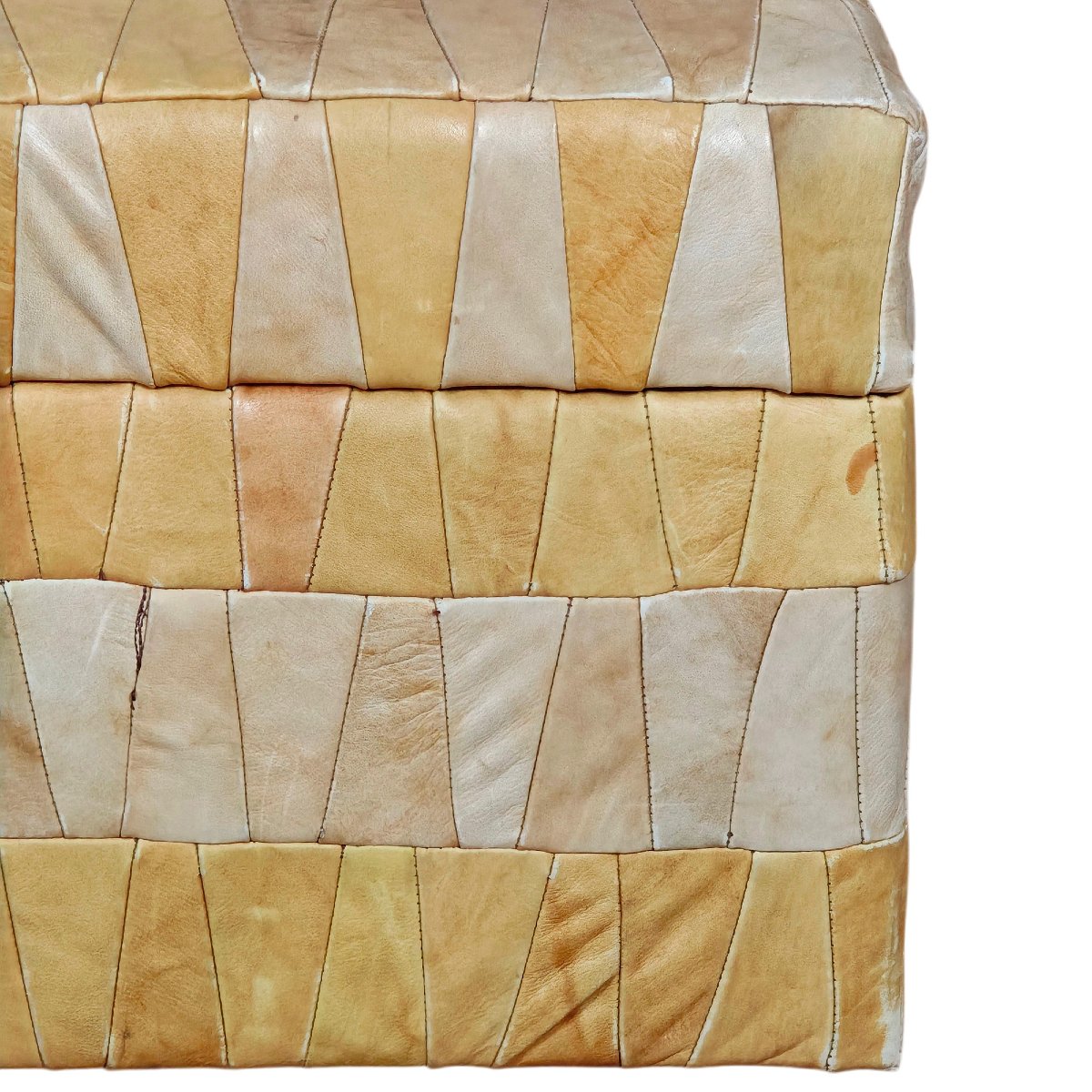 Patchwork Leather Storage Ottoman – France, 1970-photo-4