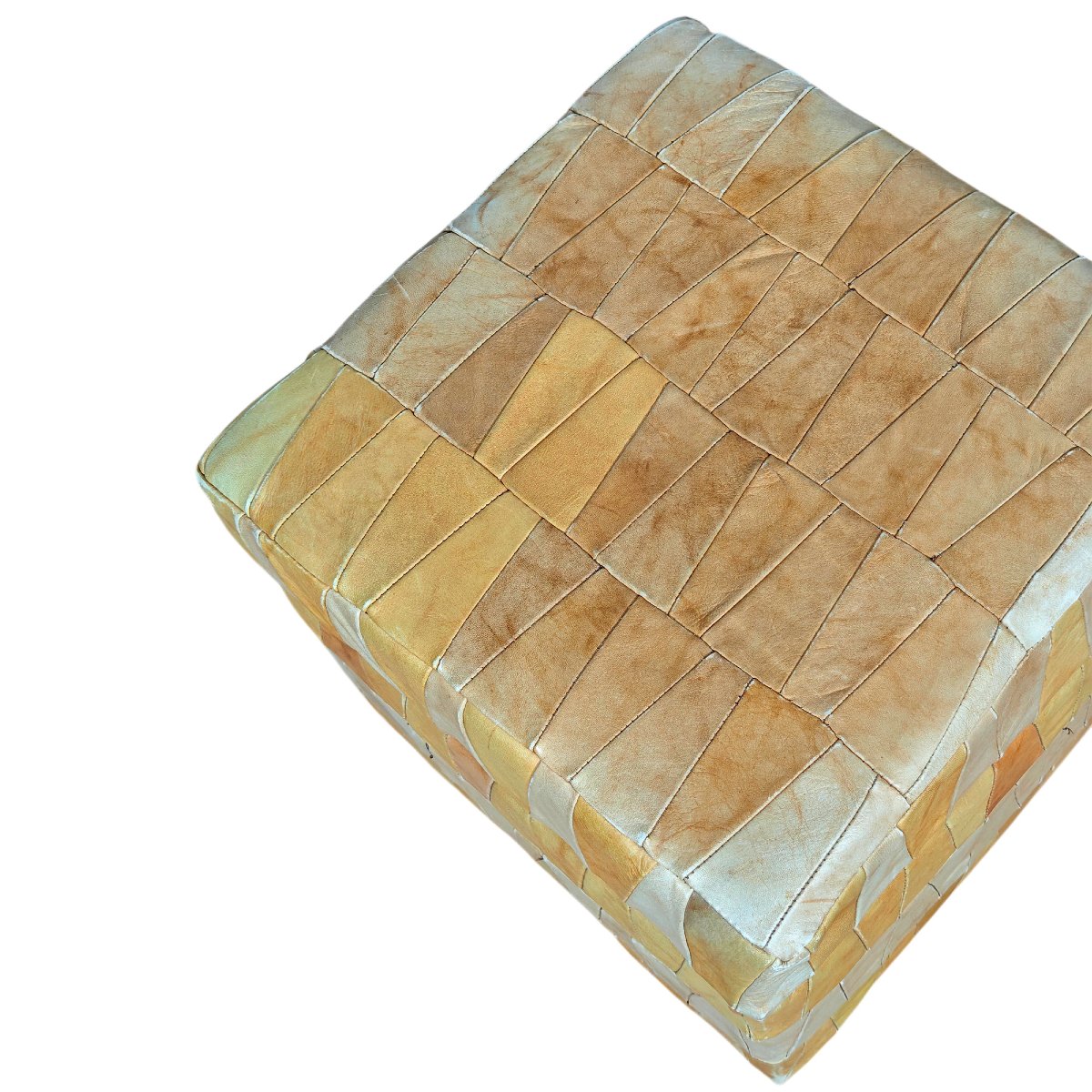 Patchwork Leather Storage Ottoman – France, 1970-photo-5