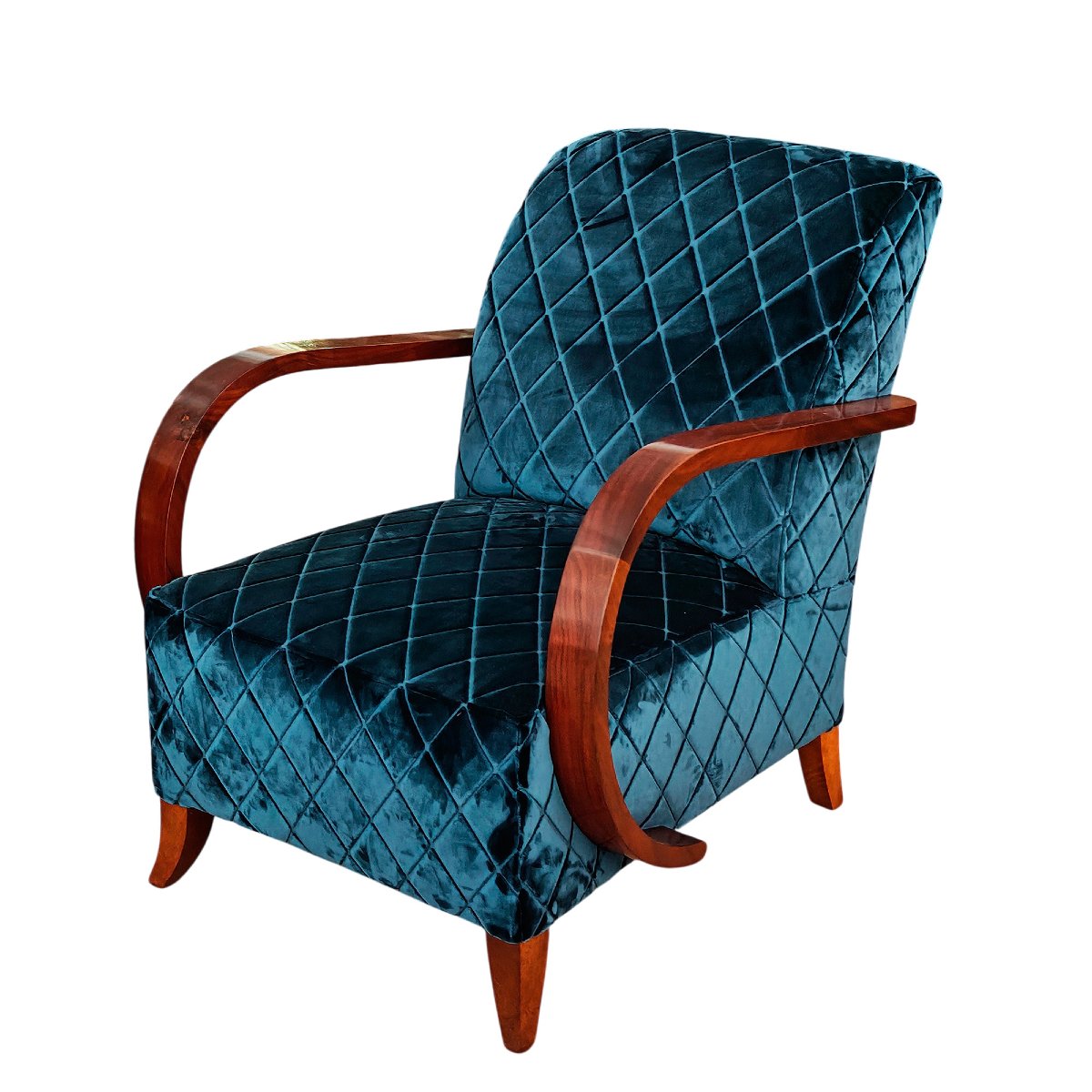 Pair Of Art Deco Velvet Armchairs – France, 1930-photo-3