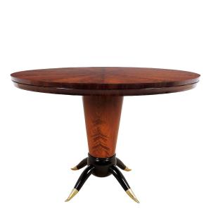 Mahogany Burl Veneered Solid Wood Center Table - Italy 1940