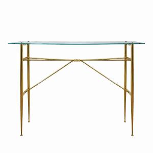 Console With Solid Polished Brass Strut - Italy 1950