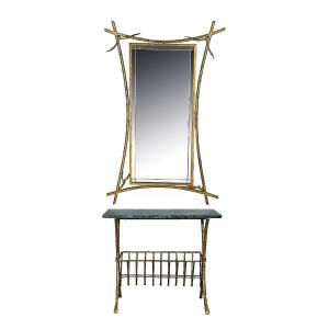 Console, Mirror And Magazine Rack Set - Spain 1950