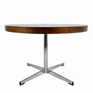 Round Table With Central Foot In Nickel Plated Steel - Barcelona, Spain 1960
