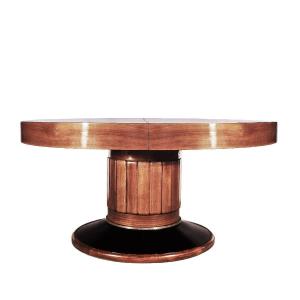 Large Art Deco Round Table In Solid Oak - Barcelona 1930