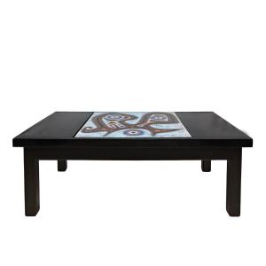 Coffee Table With Ceramic By Poussine – France 1970