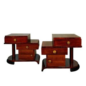 Pair Of Art Deco Cubist Bedside Tables – Barcelona 1930