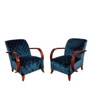 Paire de fauteuils Art-Déco en velours – France 1930