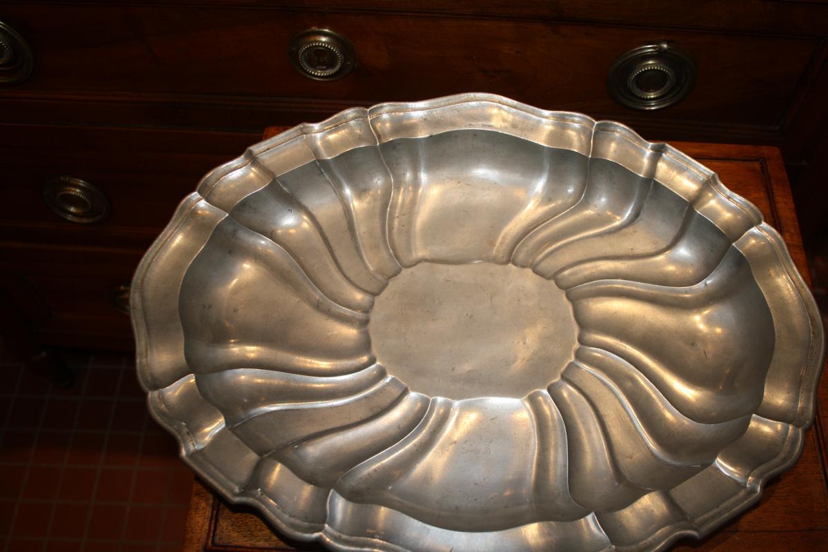Plat Ovale En Etain