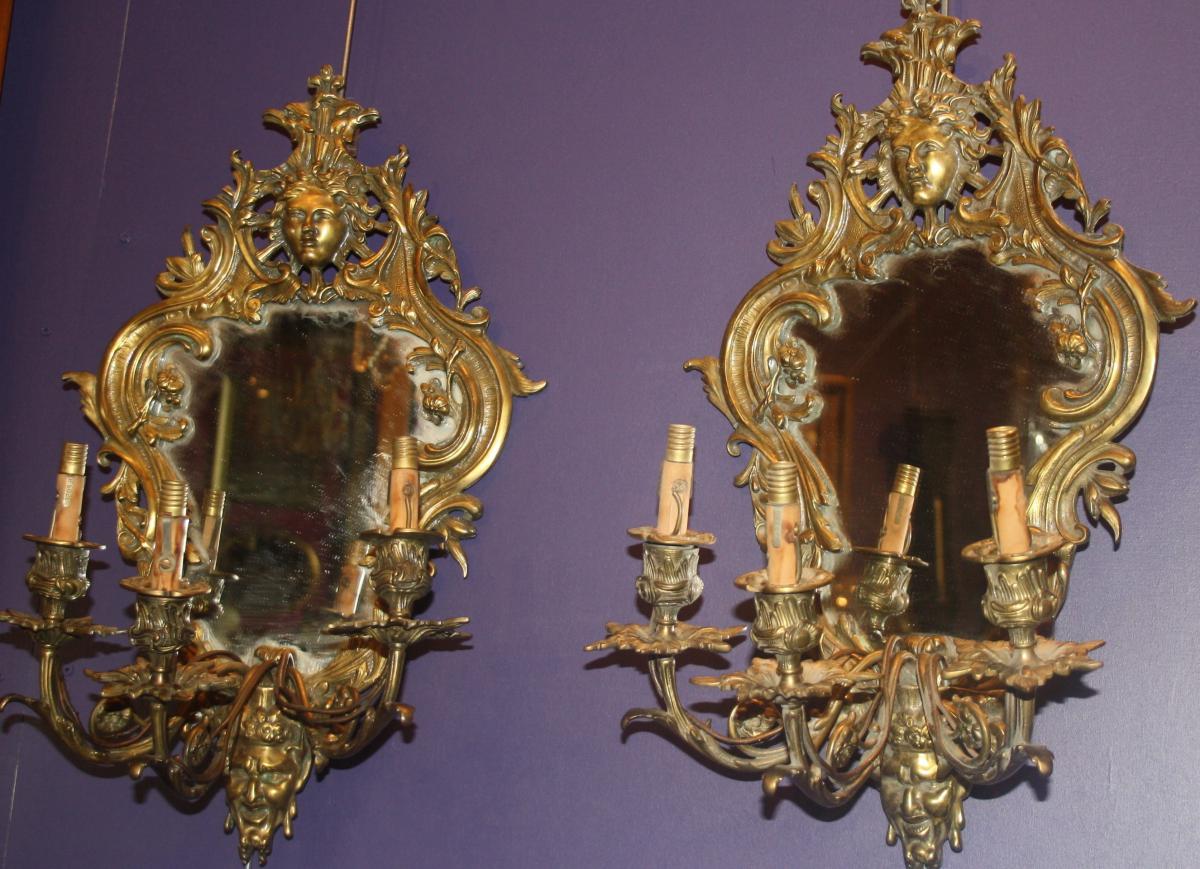 Appliques Napoleon III En Bronze Doré 