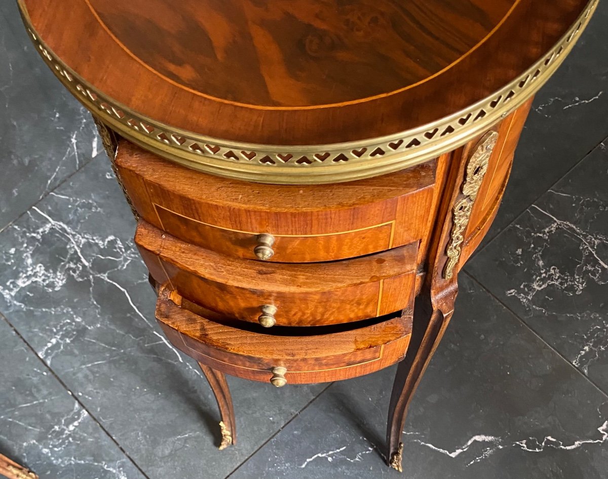 A Pair Of Louis XV Style Drum Bedside Tables -photo-3