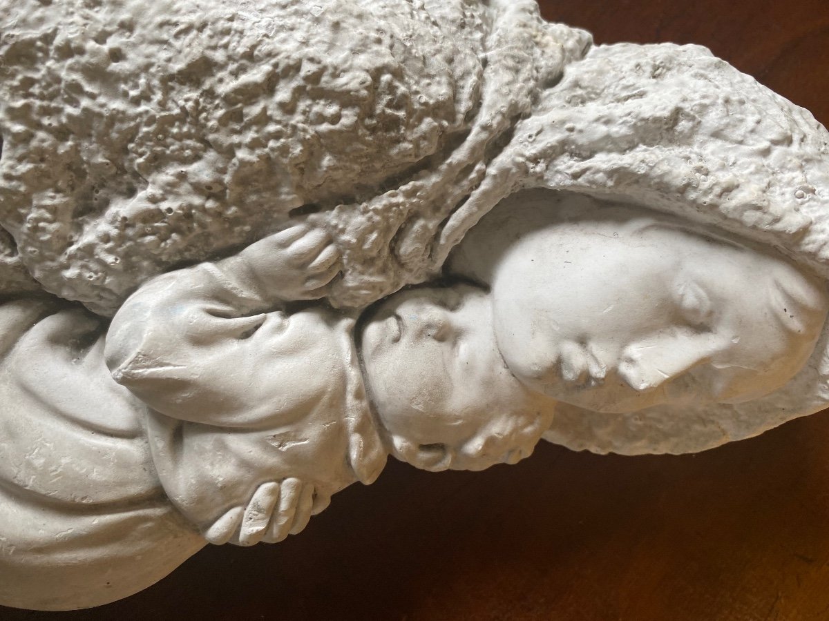 Vierge à L’enfant En Plâtre Année 40  Et 50-photo-4