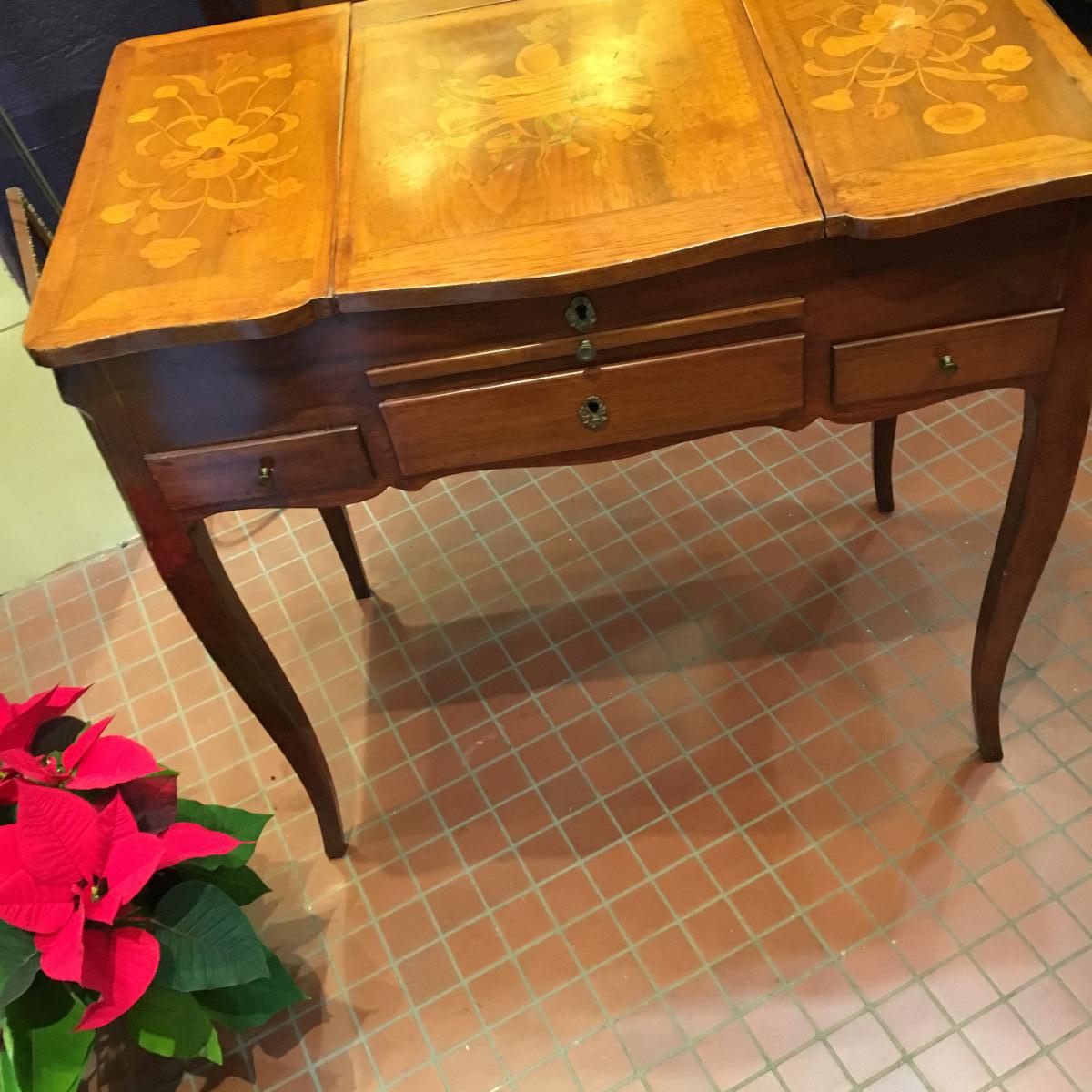 Coiffeuse De Dame En Marqueterie d'époque Louis XV -photo-5