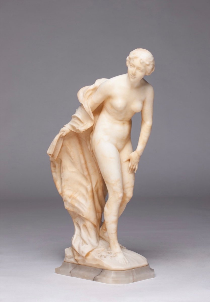 Richard Aurili 1834-1914 Italie Sculpture Marbre Statue Femme Grande