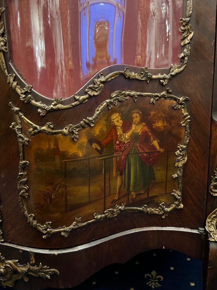 French Empire Showcase Bronze Marquetry Showcase Large Martin Varnish Showcase Two Doors Pei-photo-4