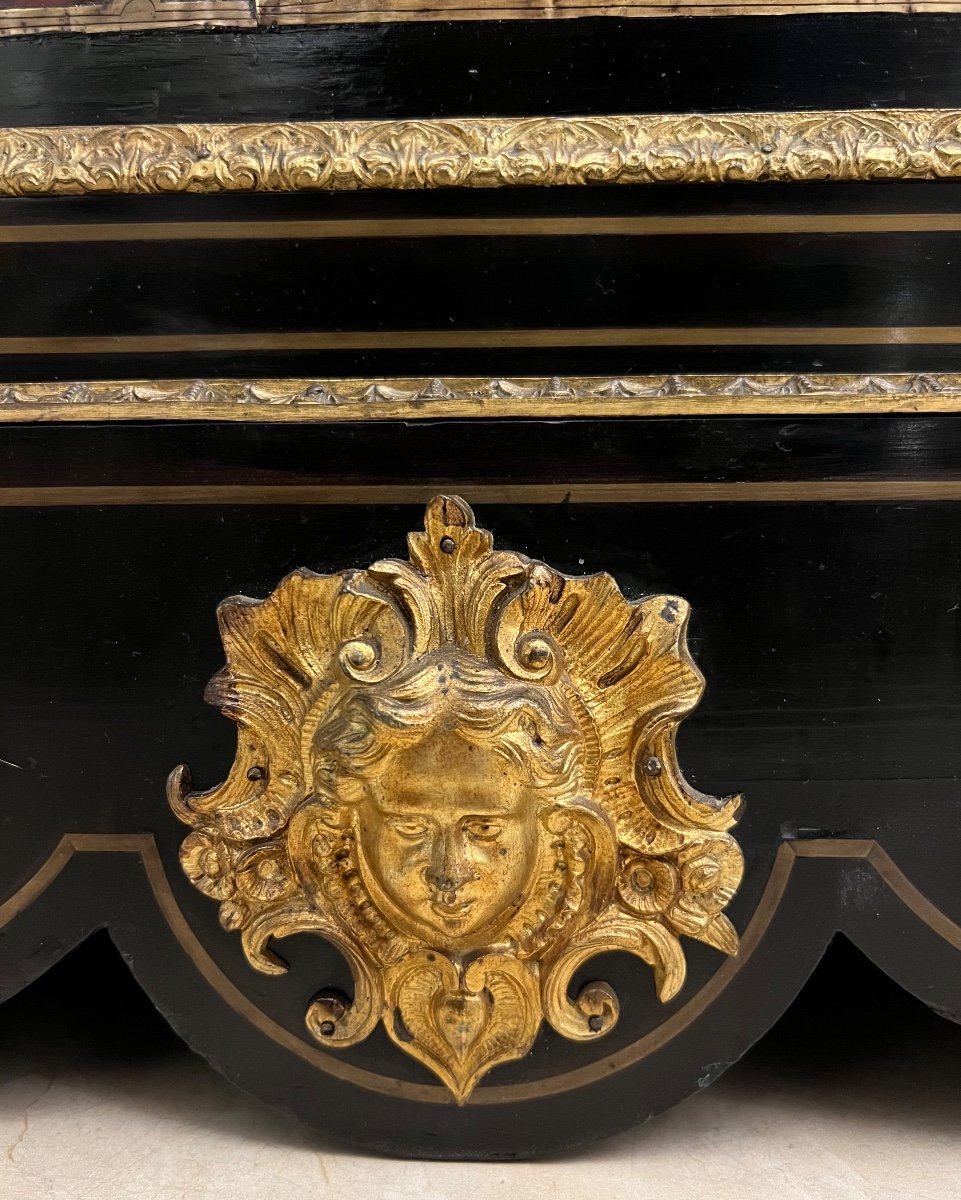 Impressionnante Armoire Crédence Trois Portes Louis XIV Marqueterie Boulle époque Napoléon III-photo-4