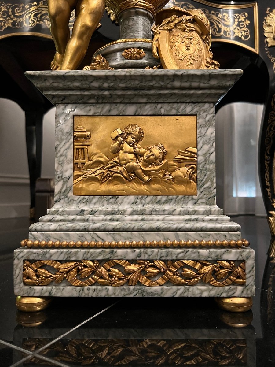 Important Pendule En Cercle Tournant De Style Louis XVI Att. Dufaud Paris Model Après Lepaute Pendule De Cheminée Rotative Monumentale En Bronze Doré 19ème Siècle-photo-2