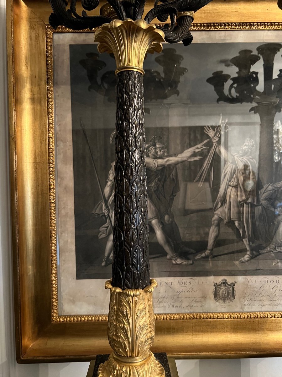 Grande paire de candélabres Empire français Sept Lumières 19ème Siècle Années 1820-photo-4
