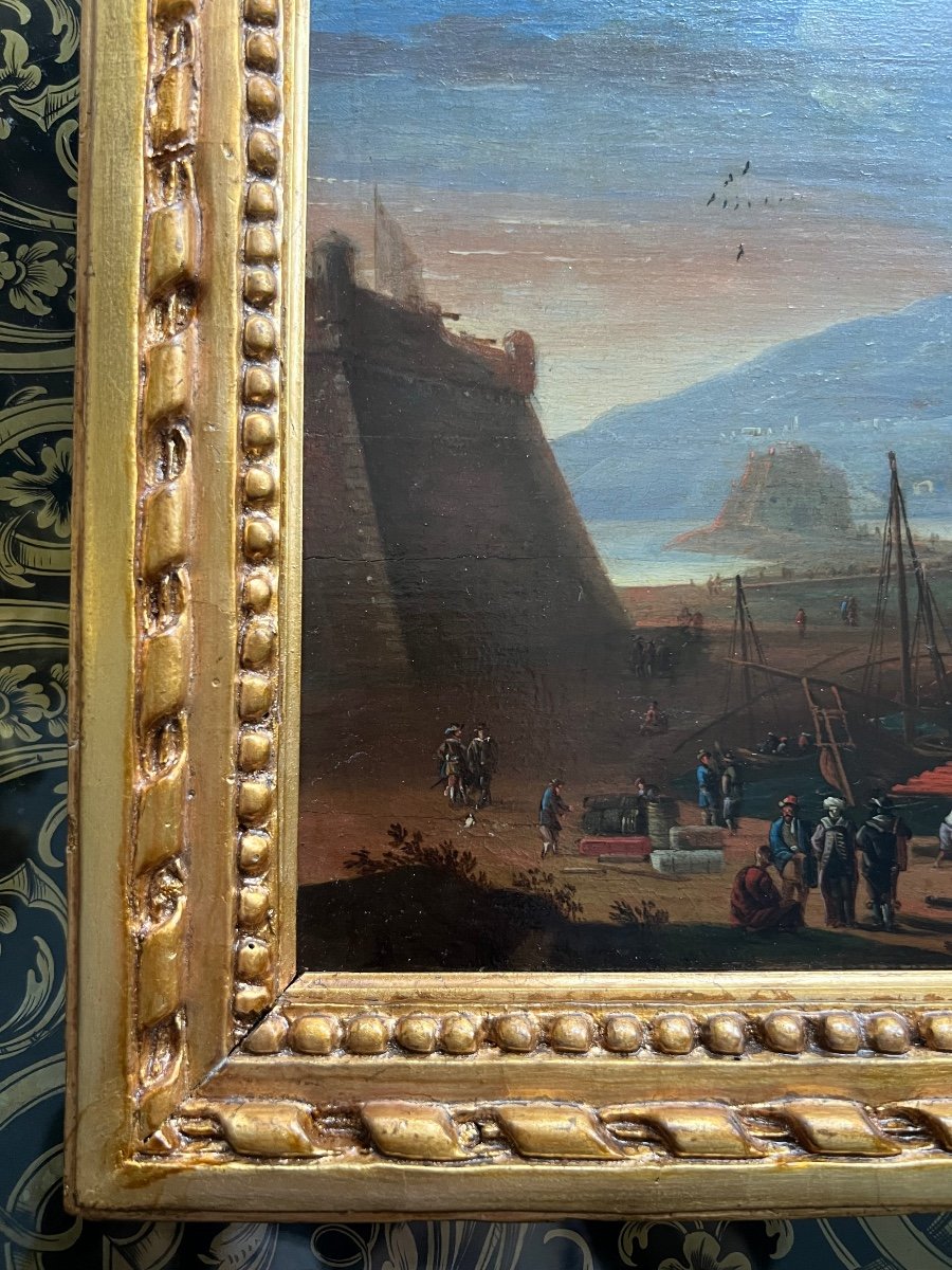 Adriaen Van Der Cabel Peinture Marine XVIIe Siècle Peinte Sur Bois-photo-1