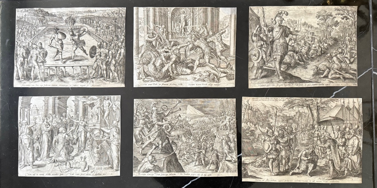 Ensemble de 6 gravures anciennes – Philips Galle (XVIᵉ–XVIIᵉ siècle)