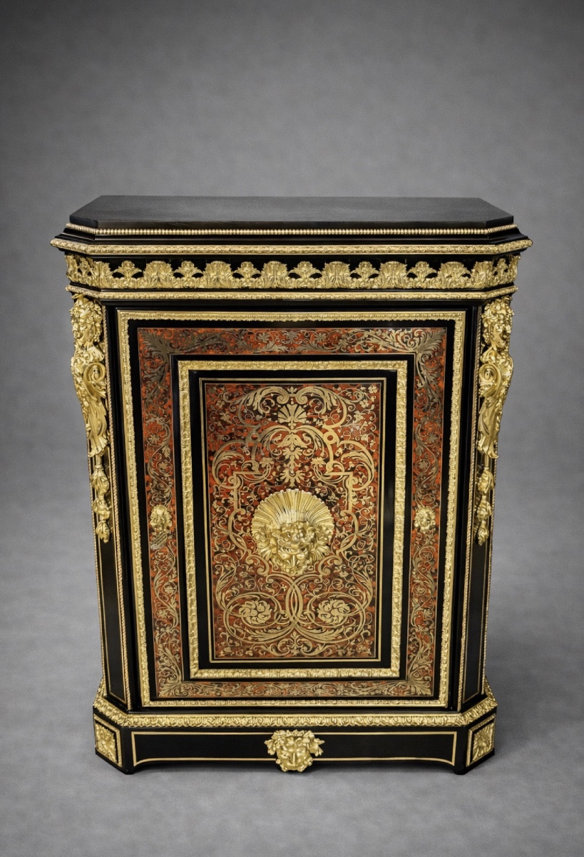 MEUBLE EN MARQUETERIE BOULLE ÉPOQUE NAPOLÉON III 19EME-photo-2