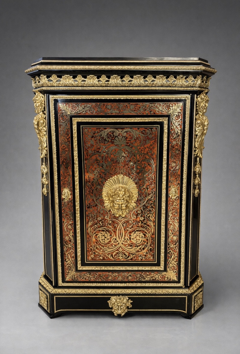 MEUBLE EN MARQUETERIE BOULLE ÉPOQUE NAPOLÉON III 19EME-photo-3