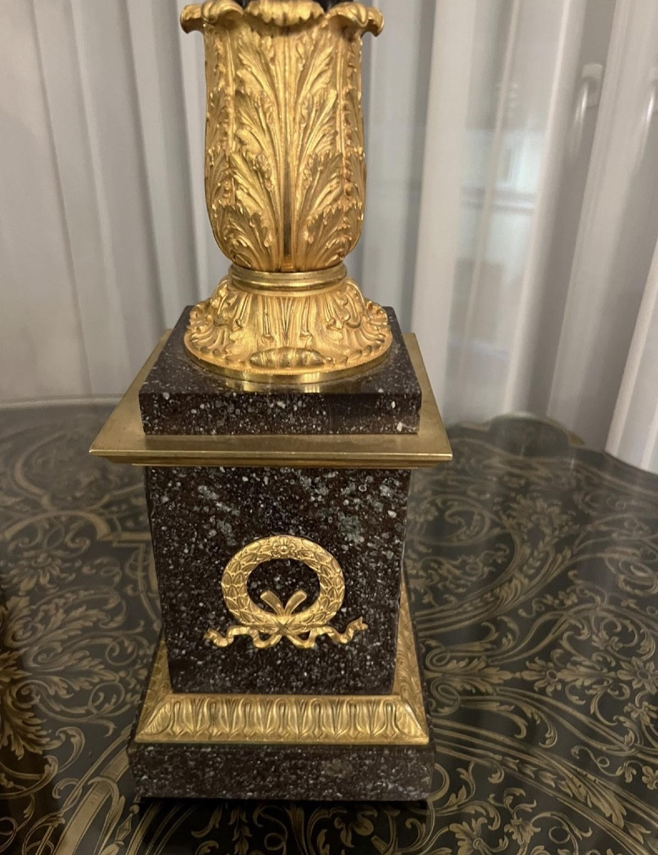 Grande paire de candélabres Empire français Sept Lumières 19ème Siècle Années 1820 -photo-1