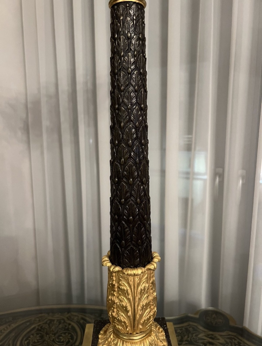 Grande paire de candélabres Empire français Sept Lumières 19ème Siècle Années 1820 -photo-2