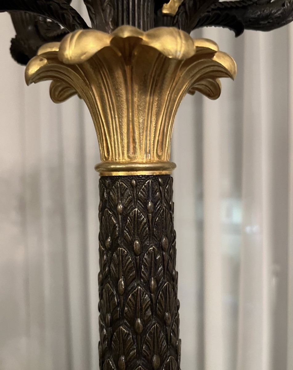 Grande paire de candélabres Empire français Sept Lumières 19ème Siècle Années 1820 -photo-3