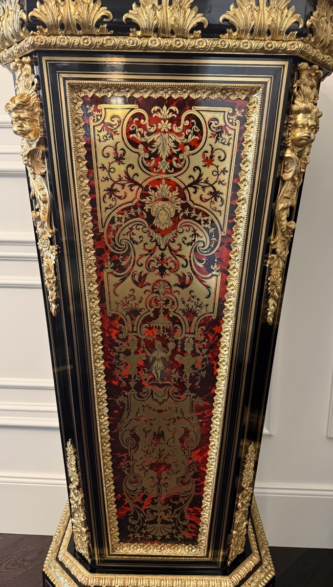 Paire de colonnes-piédestaux d’époque Napoléon III, en marqueterie Boulle – XIXe siècle.-photo-4